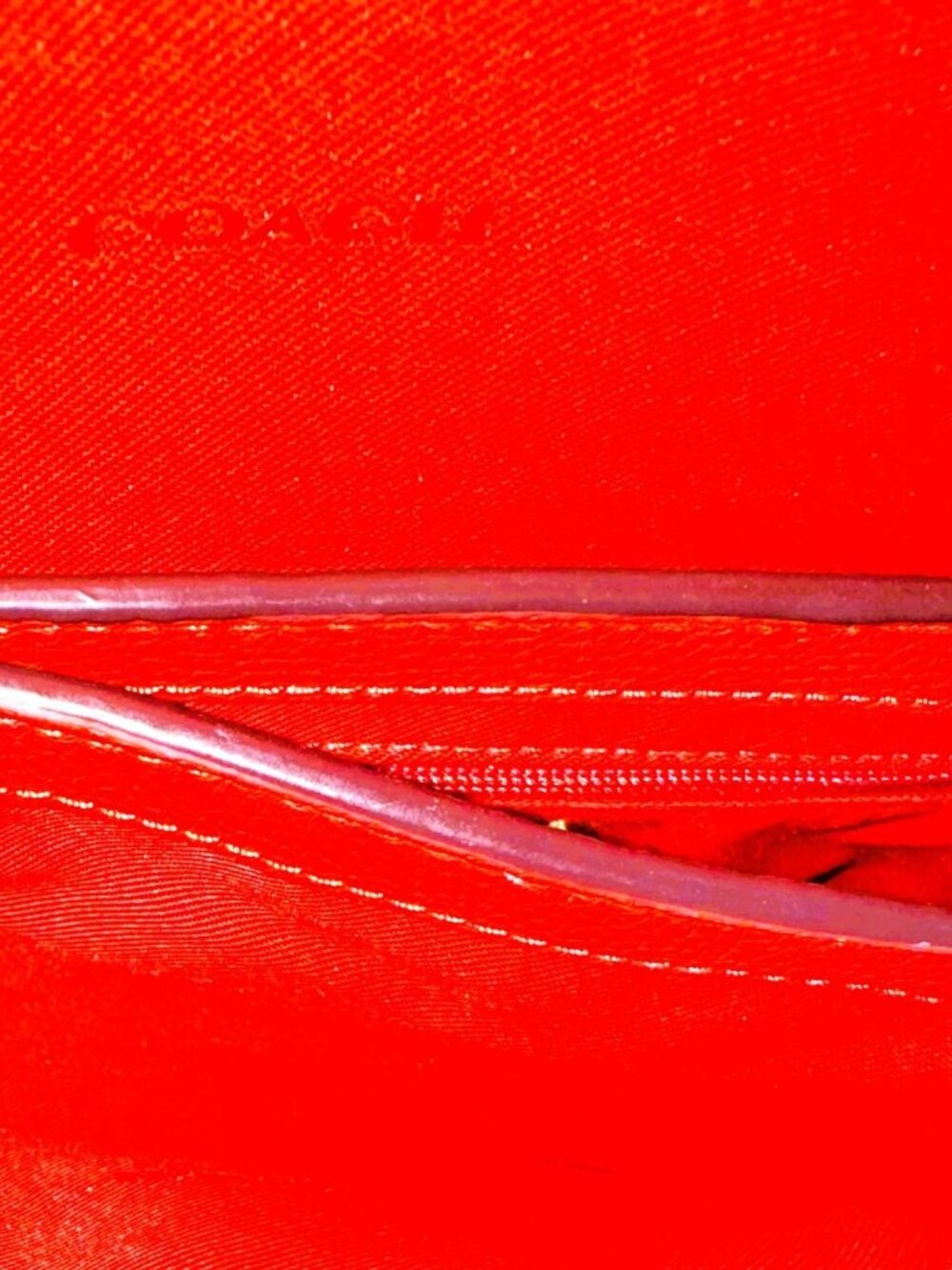 Coach "Cassie" 19 Red pebbled Bag with detachable handles & Strap. - Picture 8 of 13